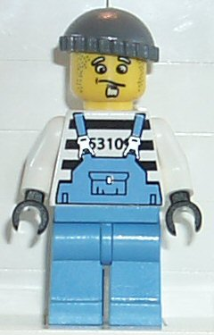 LEGO Minifigure-Xtreme Stunts Brickster Henchman with Medium Blue Overalls #1, Dark Bluish Gray Knit Cap-Island Xtreme Stunts-IXS014-Creative Brick Builders